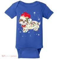 Shih Tzu Dog Christmas Light Xmas Mom Dad Funny Gift Great Gift Baby Bodysuit thumb 0