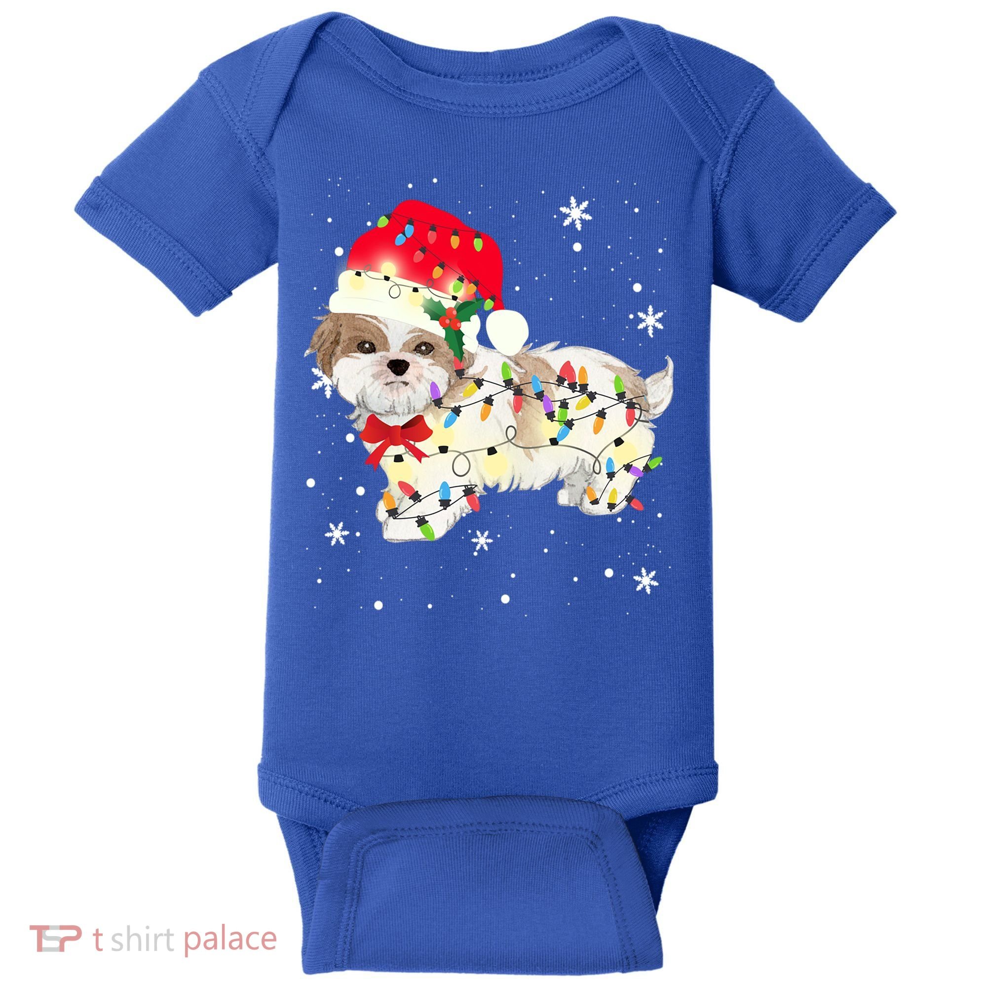 Shih Tzu Dog Christmas Light Xmas Mom Dad Funny Gift Great Gift Baby Bodysuit