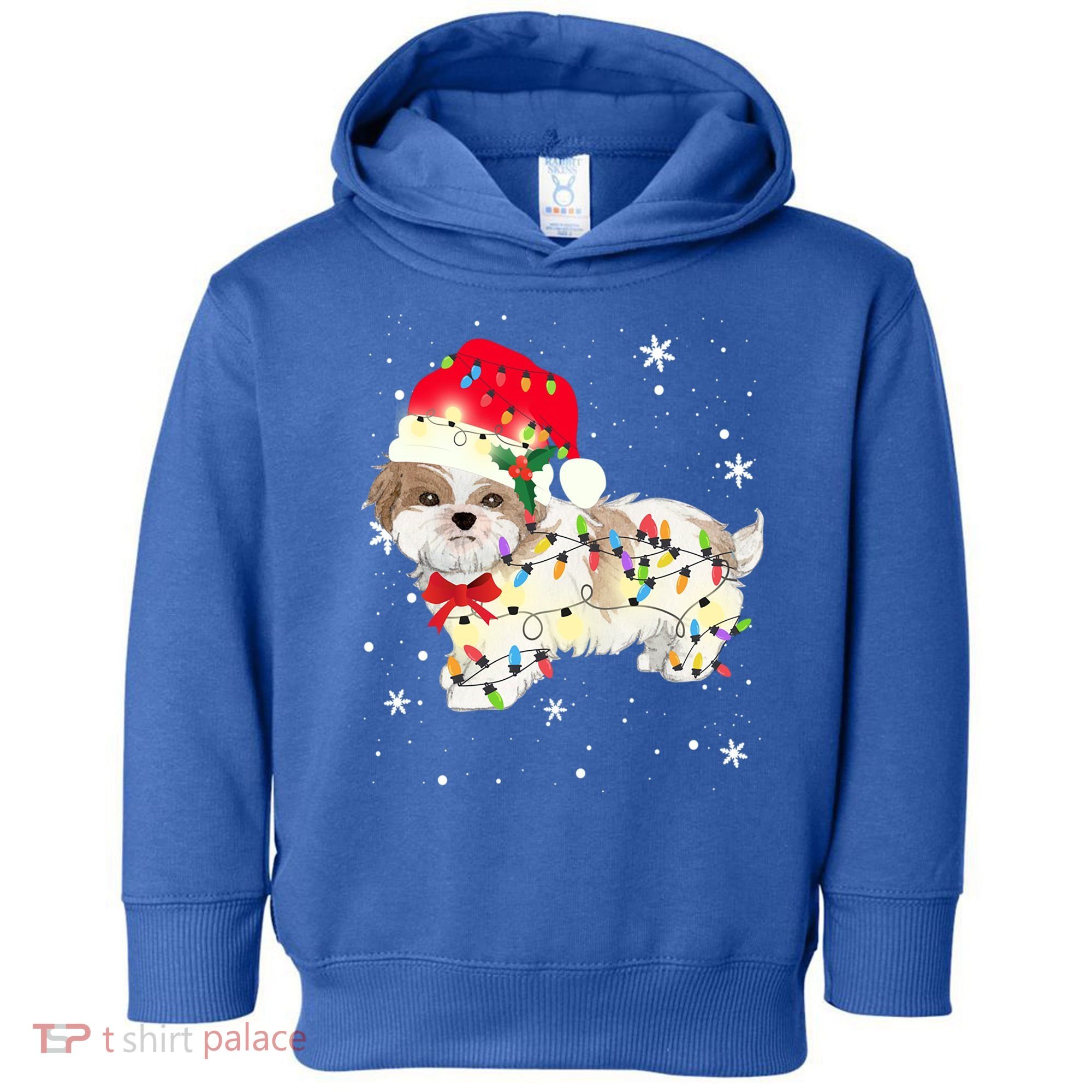 Shih Tzu Dog Christmas Light Xmas Mom Dad Funny Gift Great Gift Toddler Hoodie
