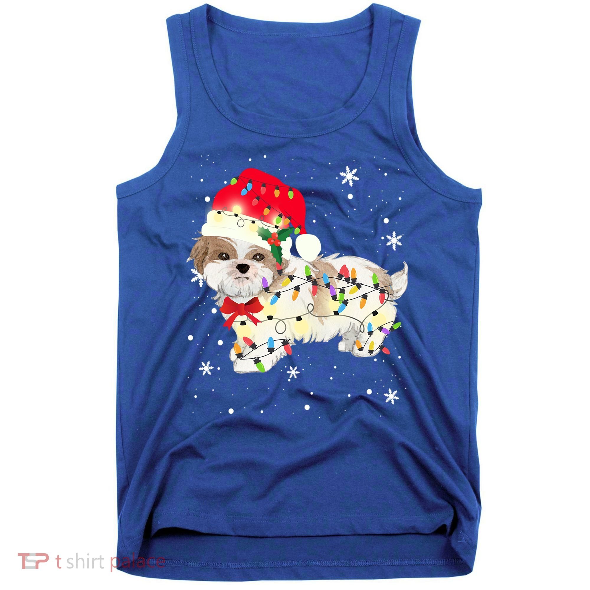 Shih Tzu Dog Christmas Light Xmas Mom Dad Funny Gift Great Gift Tank Top