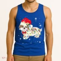 Shih Tzu Dog Christmas Light Xmas Mom Dad Funny Gift Great Gift Tank Top thumb 3