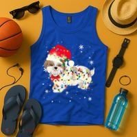 Shih Tzu Dog Christmas Light Xmas Mom Dad Funny Gift Great Gift Tank Top thumb 4