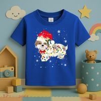 Shih Tzu Dog Christmas Light Xmas Mom Dad Funny Gift Great Gift Toddler T-Shirt thumb 3