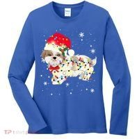 Shih Tzu Dog Christmas Light Xmas Mom Dad Funny Gift Great Gift Women's Long Sleeve Shirt thumb 0