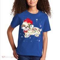 Shih Tzu Dog Christmas Light Xmas Mom Dad Funny Gift Great Gift Kids T-Shirt thumb 2