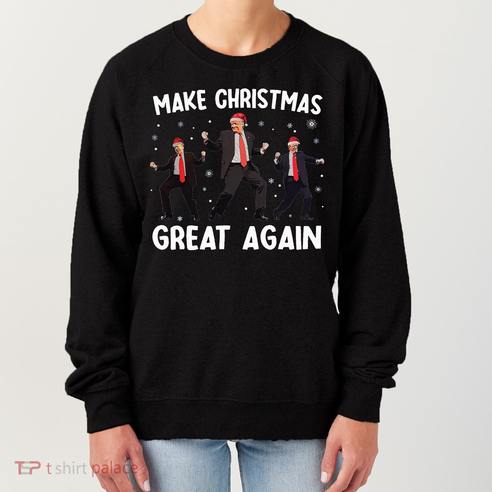 Santa Trump Dance Make Christmas Great Again Xmas Pajamas Women's Sweatshirt