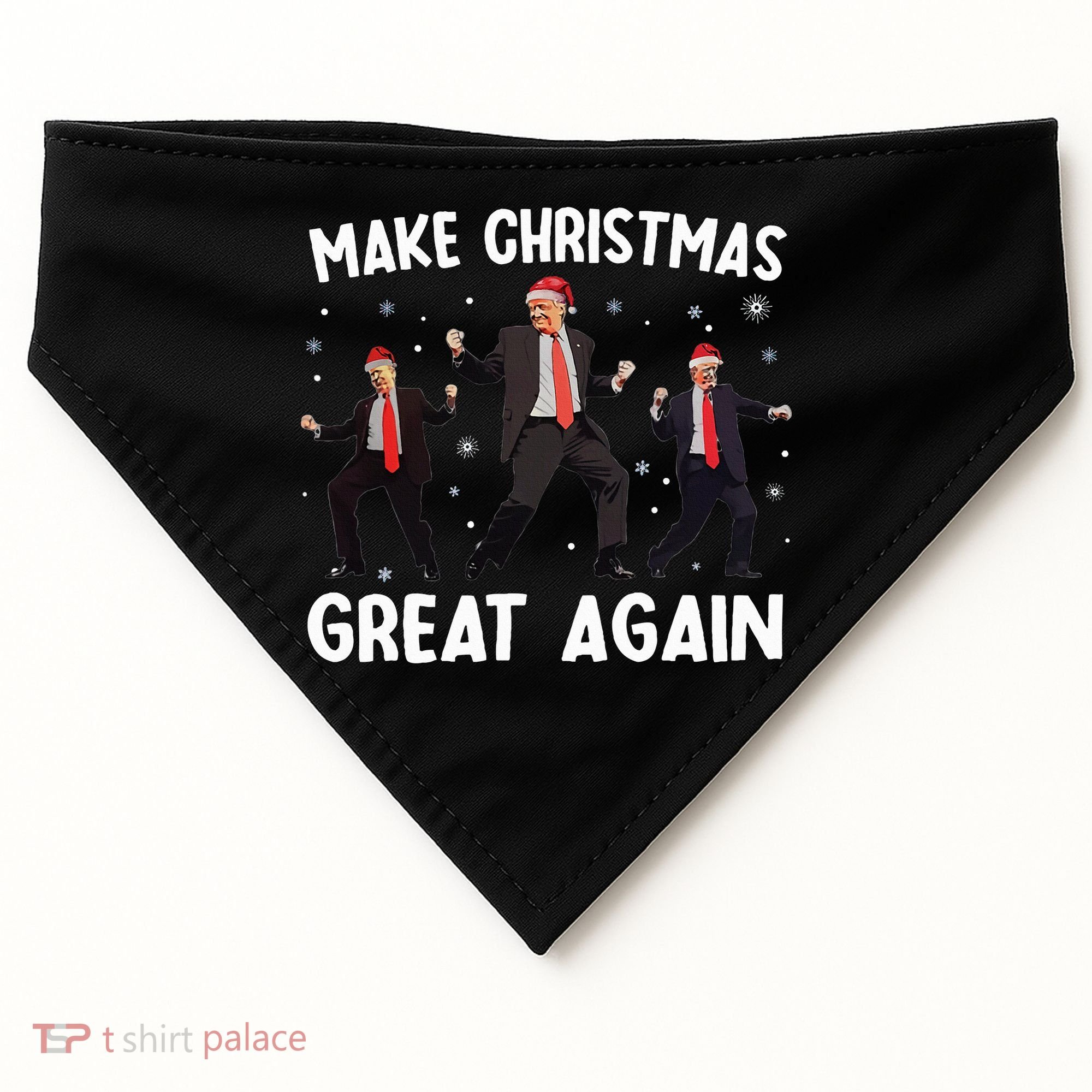 Santa Trump Dance Make Christmas Great Again Xmas Pajamas USA-Made Doggie Bandana