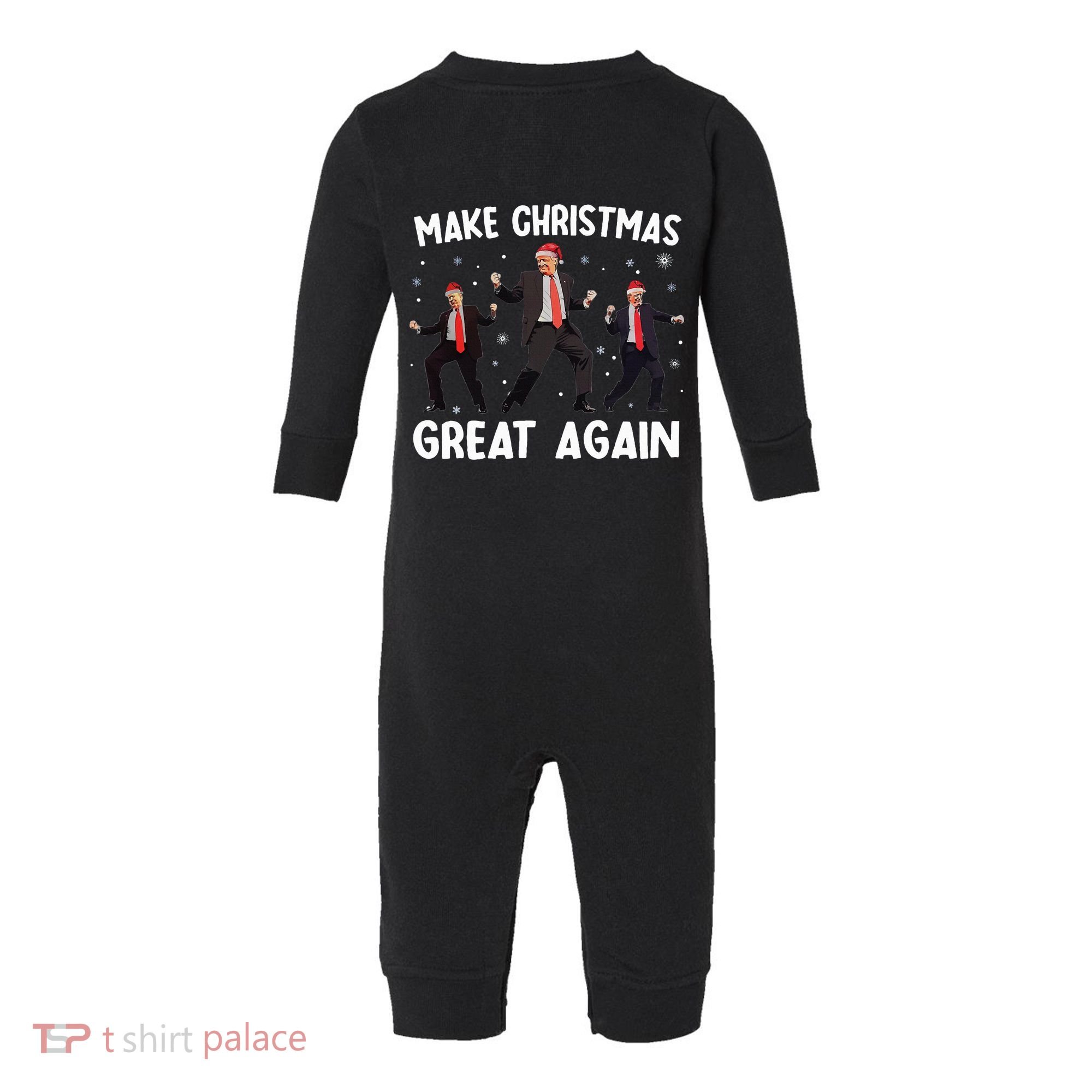 Santa Trump Dance Make Christmas Great Again Xmas Pajamas Infant Fleece One Piece