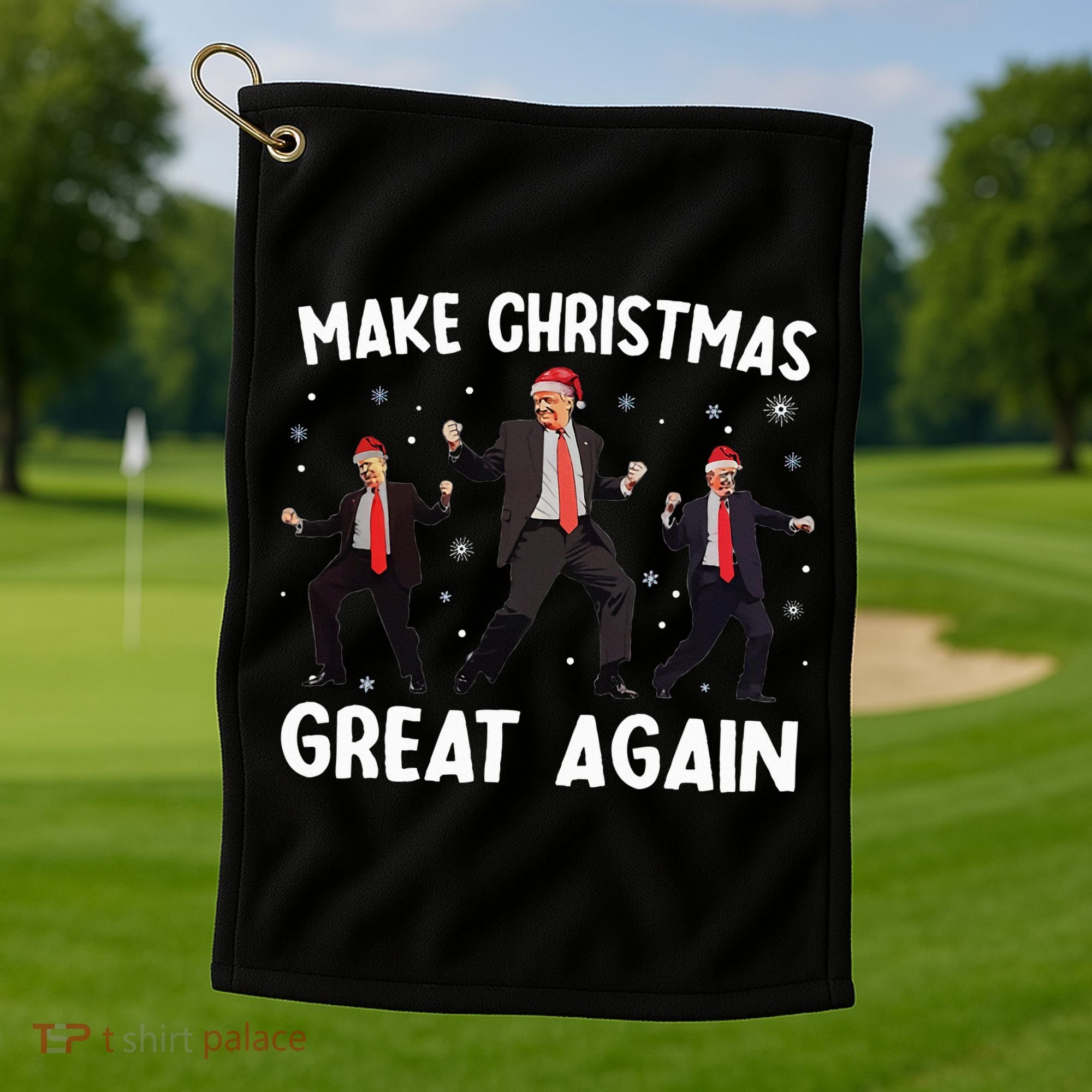 Santa Trump Dance Make Christmas Great Again Xmas Pajamas Golf Towel
