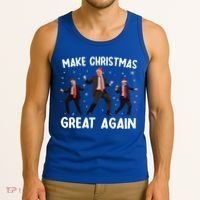 Santa Trump Dance Make Christmas Great Again Xmas Pajamas Tank Top thumb 3