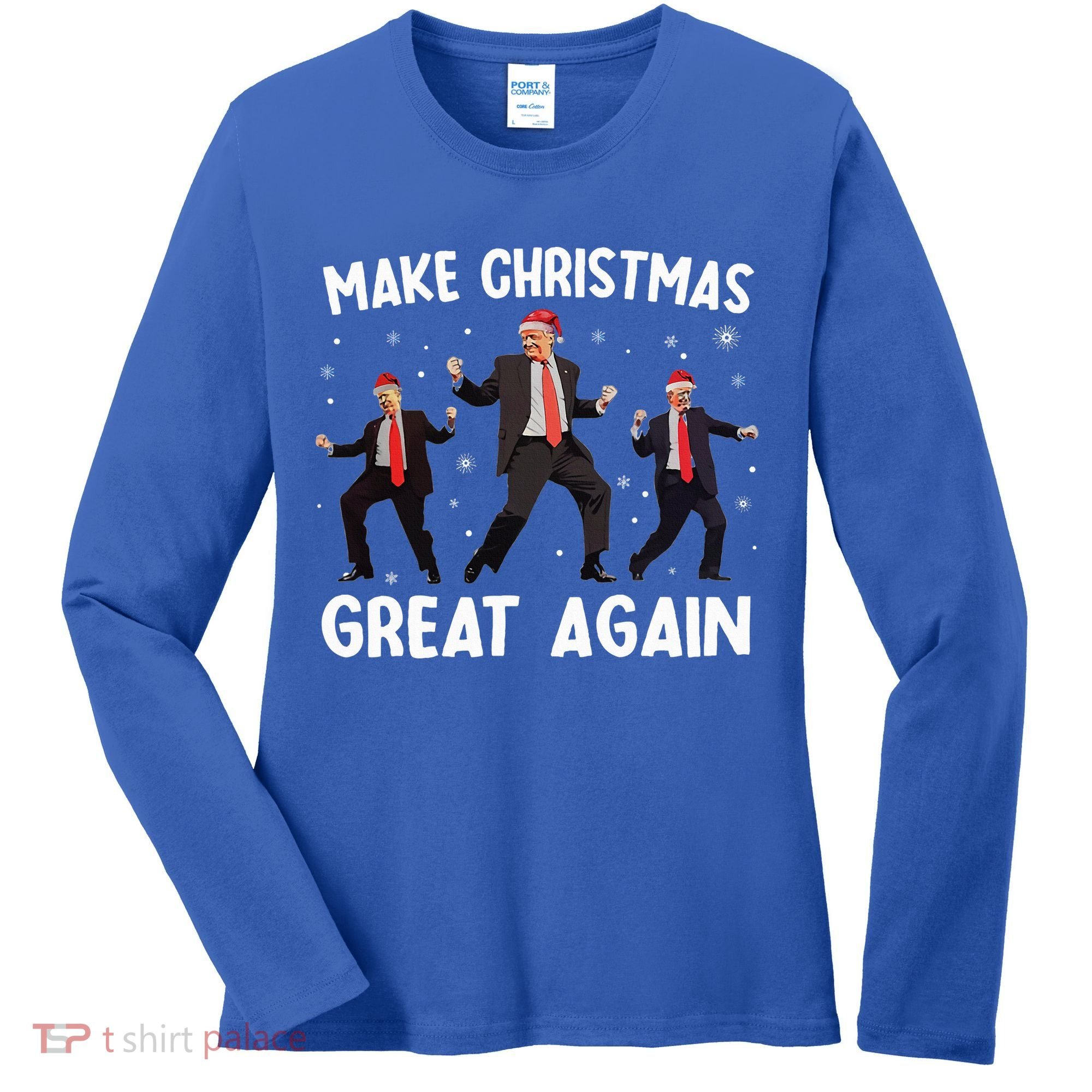 Santa Trump Dance Make Christmas Great Again Xmas Pajamas Women's Long Sleeve Shirt