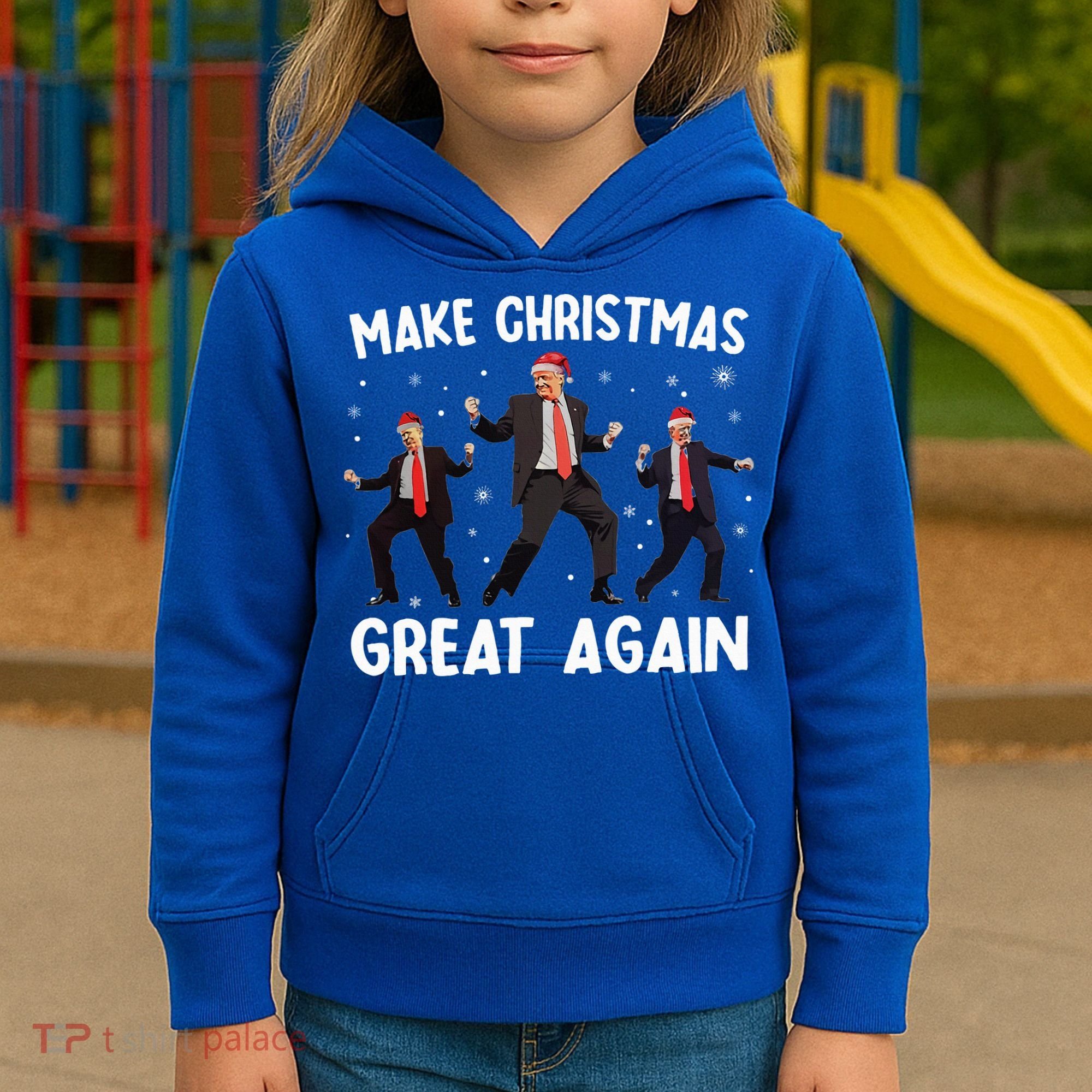 Santa Trump Dance Make Christmas Great Again Xmas Pajamas Kids Hoodie