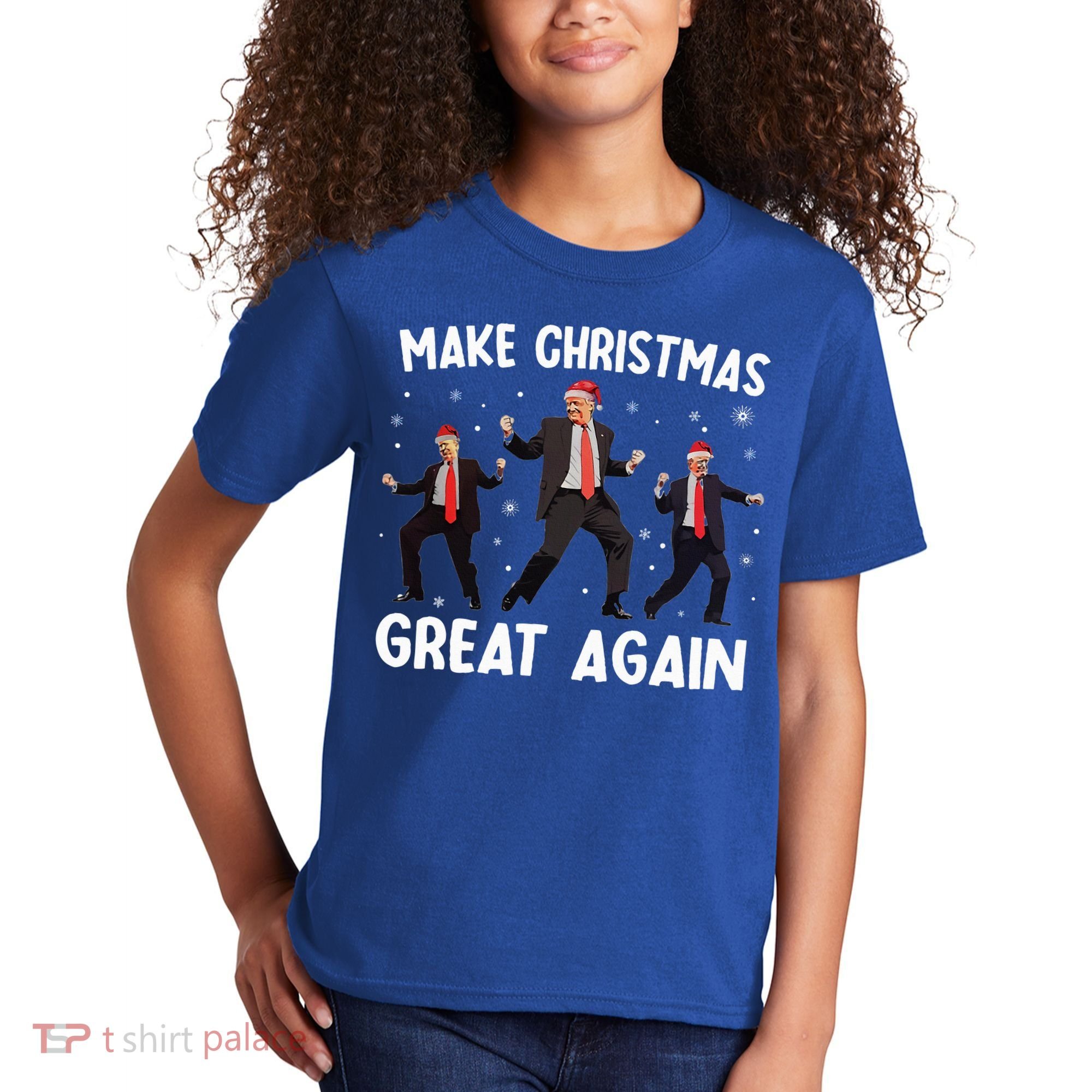 Santa Trump Dance Make Christmas Great Again Xmas Pajamas Kids T-Shirt