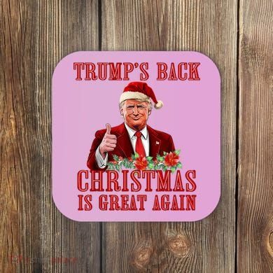 Santa Trump Dance Make Christmas Great Again Ugly Sweater Coaster