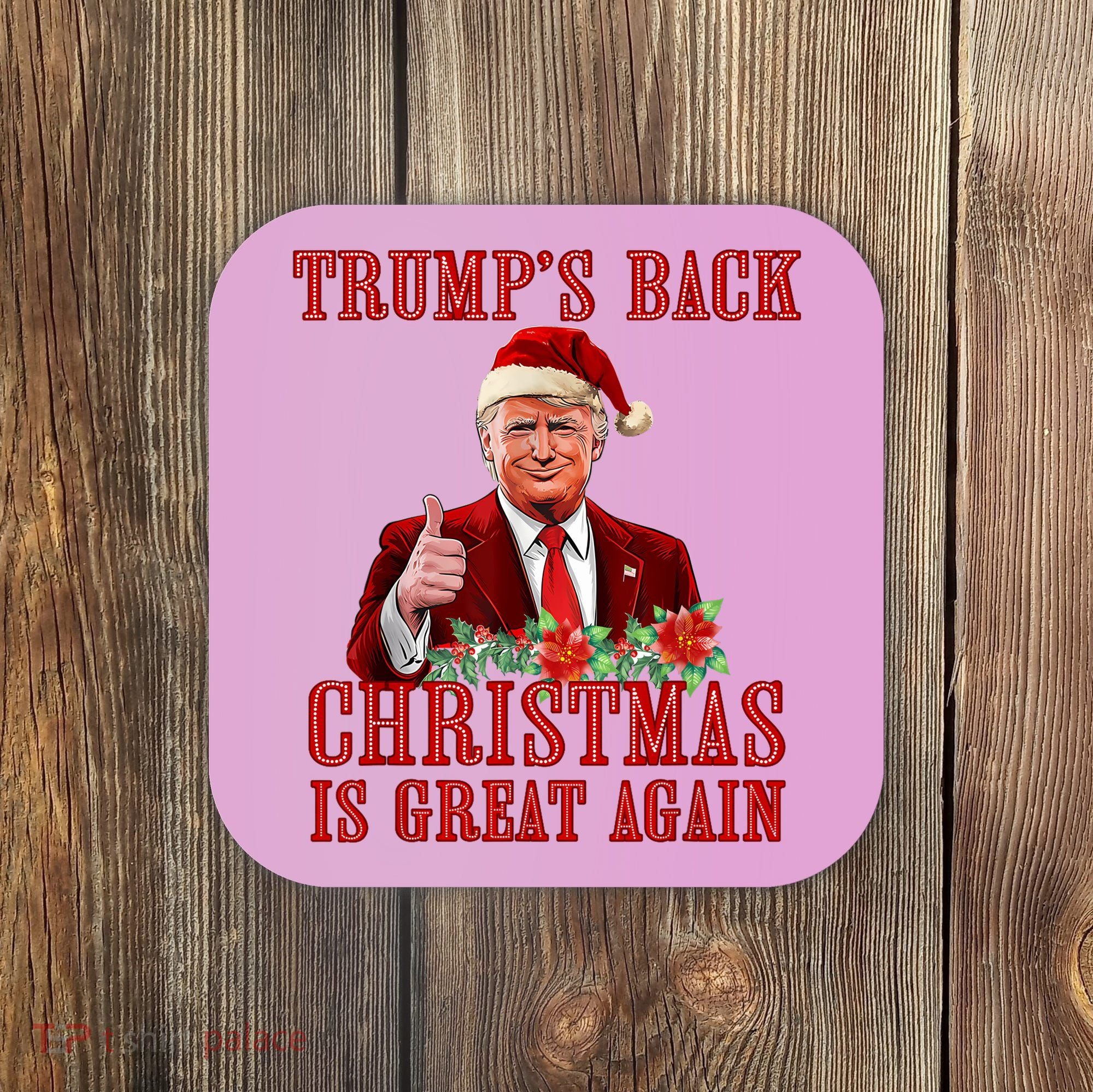 Santa Trump Dance Make Christmas Great Again Ugly Sweater Coaster