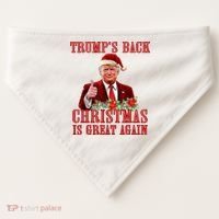 Santa Trump Dance Make Christmas Great Again Ugly Sweater USA-Made Doggie Bandana thumb 0