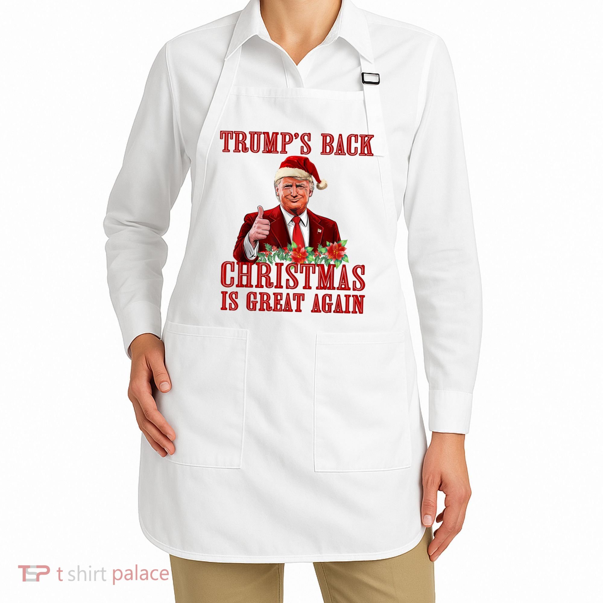 Santa Trump Dance Make Christmas Great Again Ugly Sweater Apron