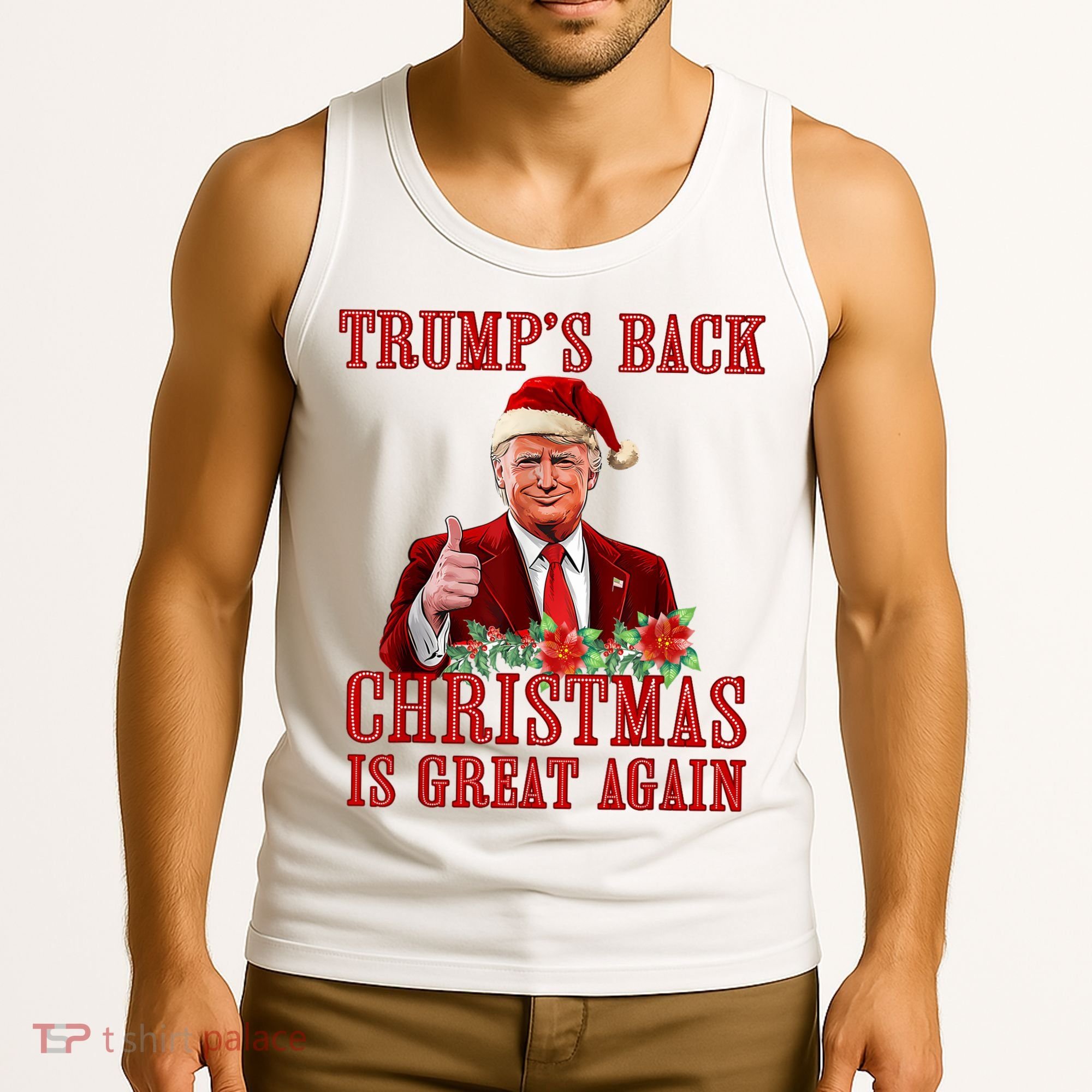 Santa Trump Dance Make Christmas Great Again Ugly Sweater Tank Top