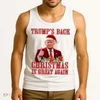 Santa Trump Dance Make Christmas Great Again Ugly Sweater Tank Top thumb 3