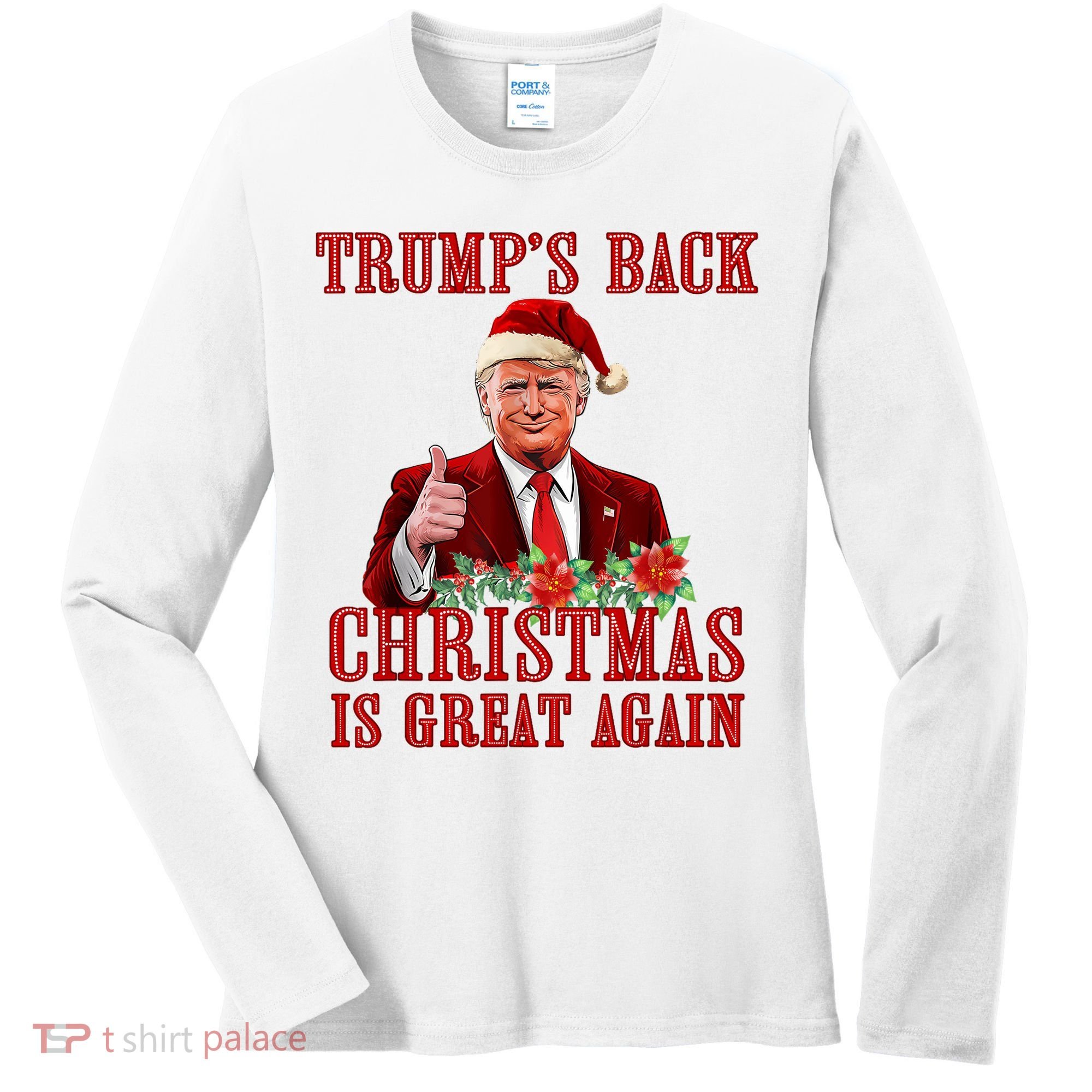 Santa Trump Dance Make Christmas Great Again Ugly Sweater Women's Long Sleeve Shirt