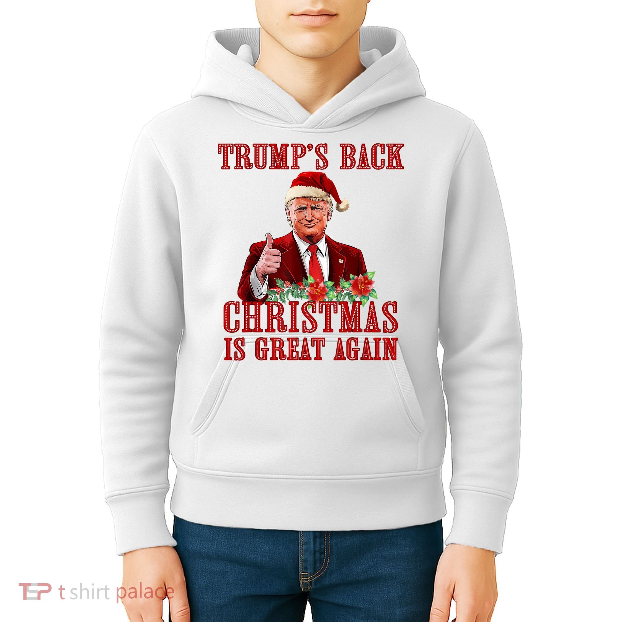 Santa Trump Dance Make Christmas Great Again Ugly Sweater Kids Hoodie