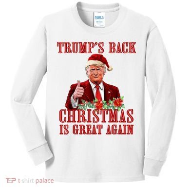 Santa Trump Dance Make Christmas Great Again Ugly Sweater Kids Long Sleeve Shirt