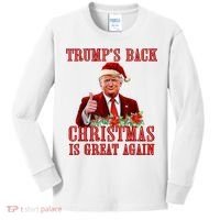 Santa Trump Dance Make Christmas Great Again Ugly Sweater Kids Long Sleeve Shirt thumb 0