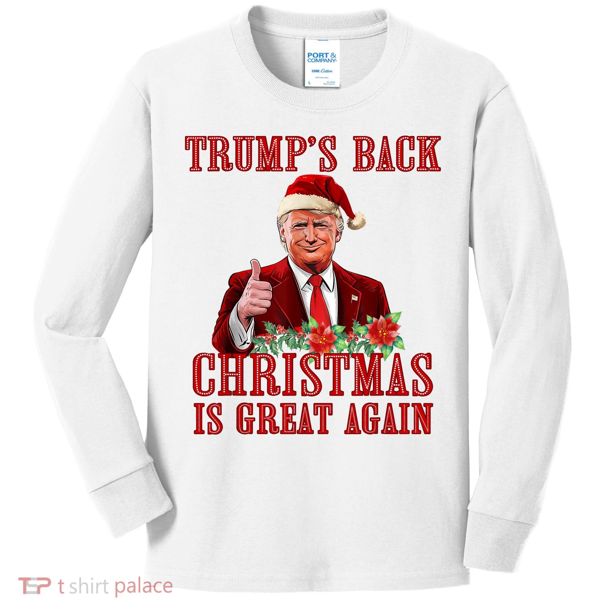 Santa Trump Dance Make Christmas Great Again Ugly Sweater Kids Long Sleeve Shirt