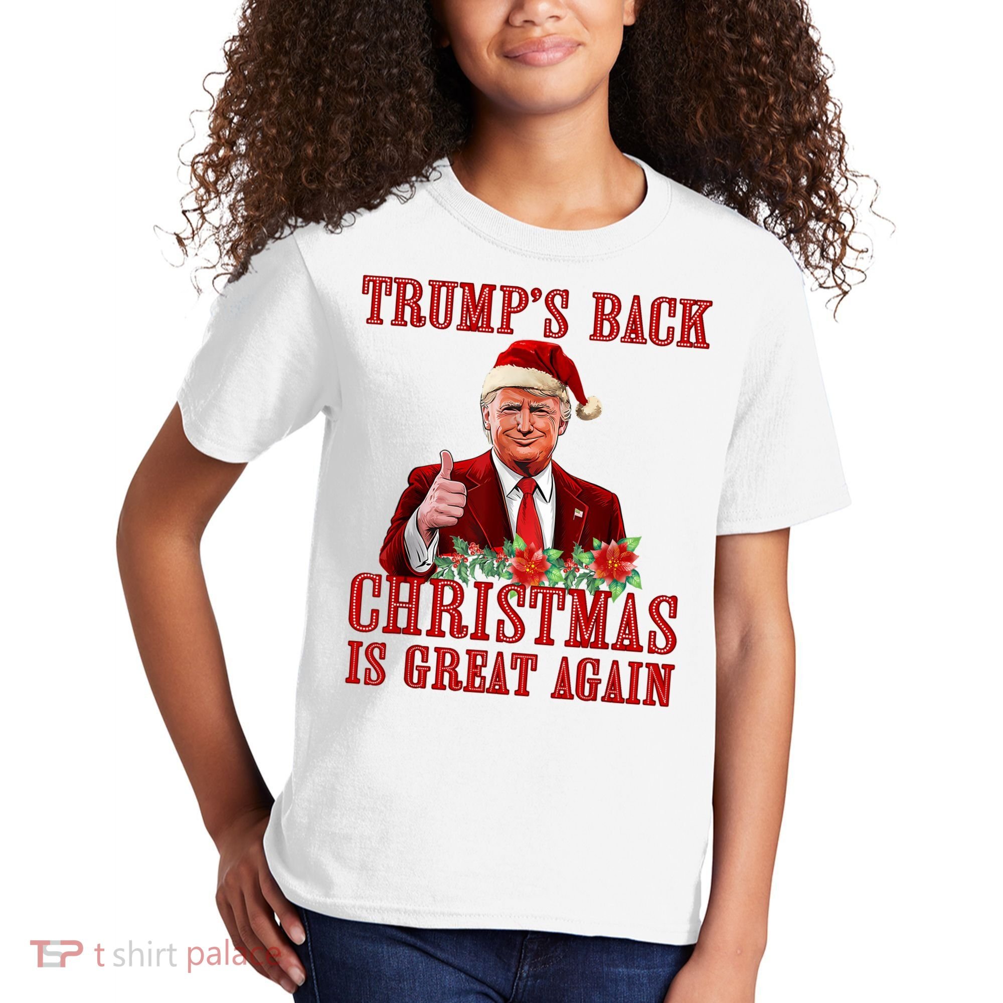 Santa Trump Dance Make Christmas Great Again Ugly Sweater Kids T-Shirt