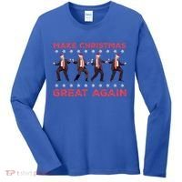 Santa Trump Dance Make Christmas Great Again Xmas Pajamas Gift Women's Long Sleeve Shirt thumb 0