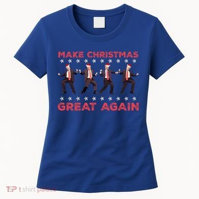 Santa Trump Dance Make Christmas Great Again Xmas Pajamas Gift Women's T-Shirt