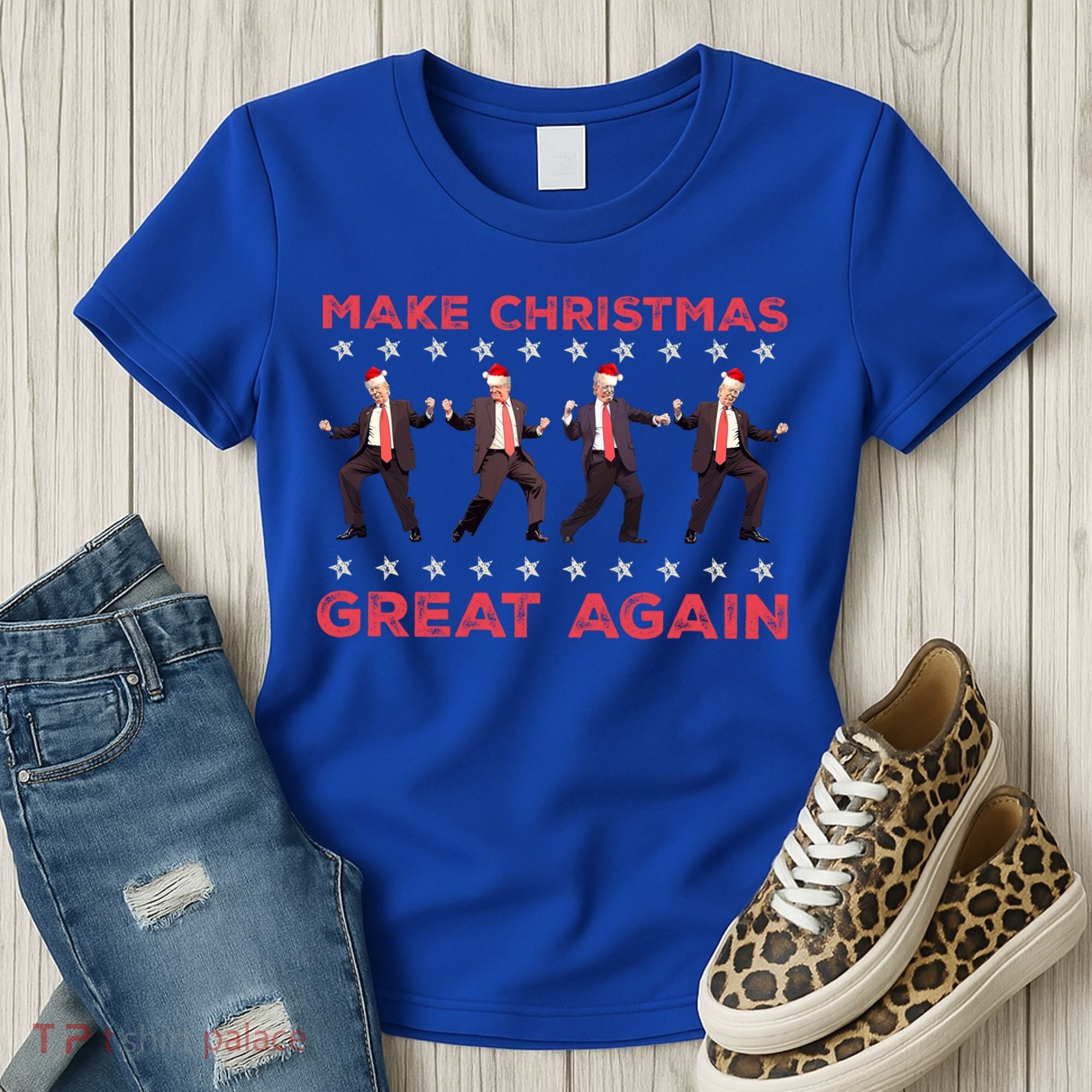Santa Trump Dance Make Christmas Great Again Xmas Pajamas Gift Women's T-Shirt
