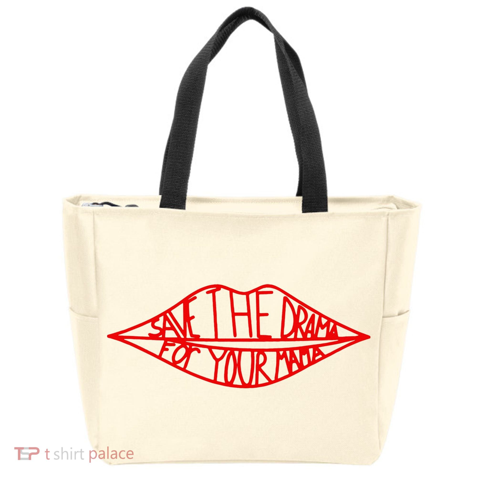 Save The Drama For Your Mama Lips Funny Tote Bag
