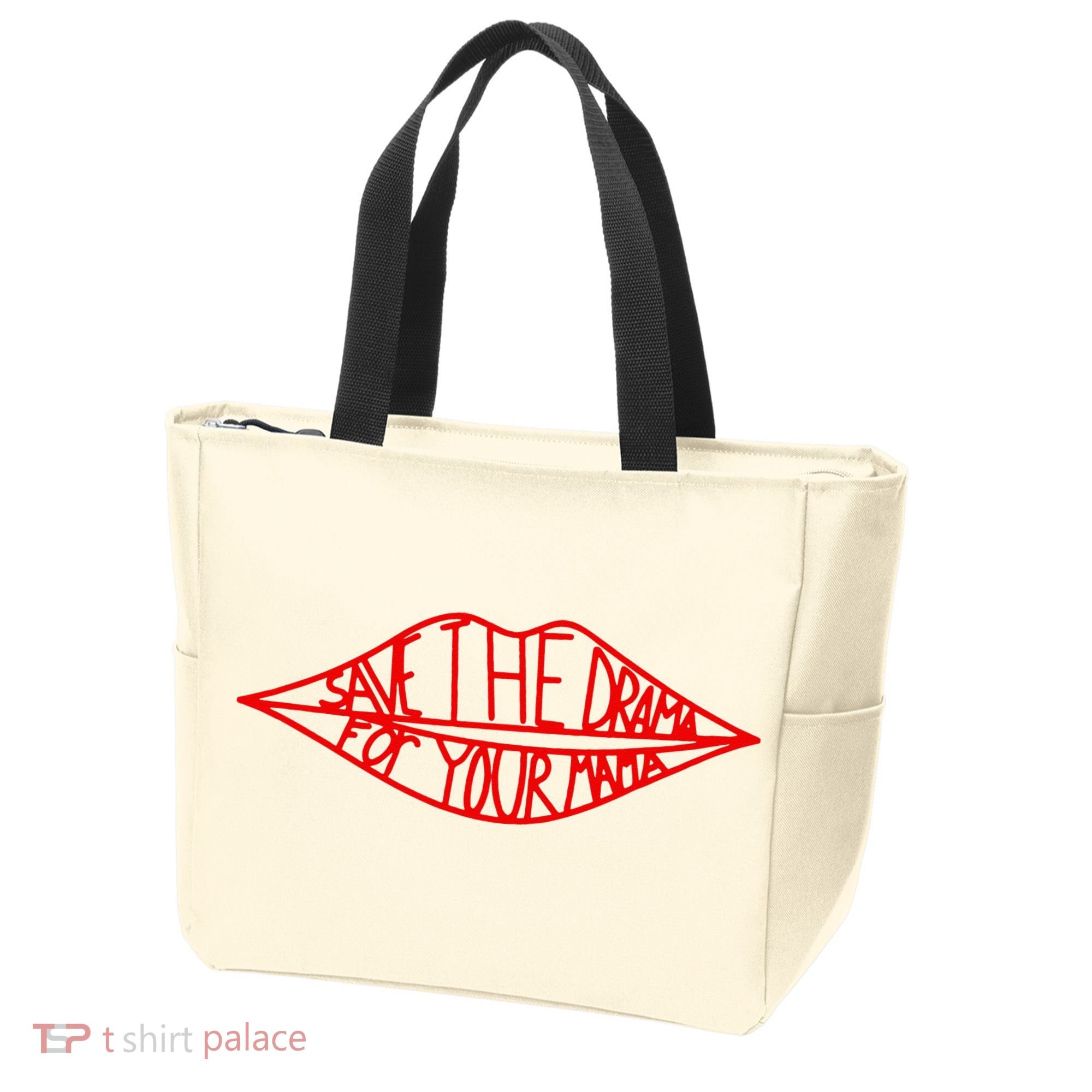 Save The Drama For Your Mama Lips Funny Tote Bag