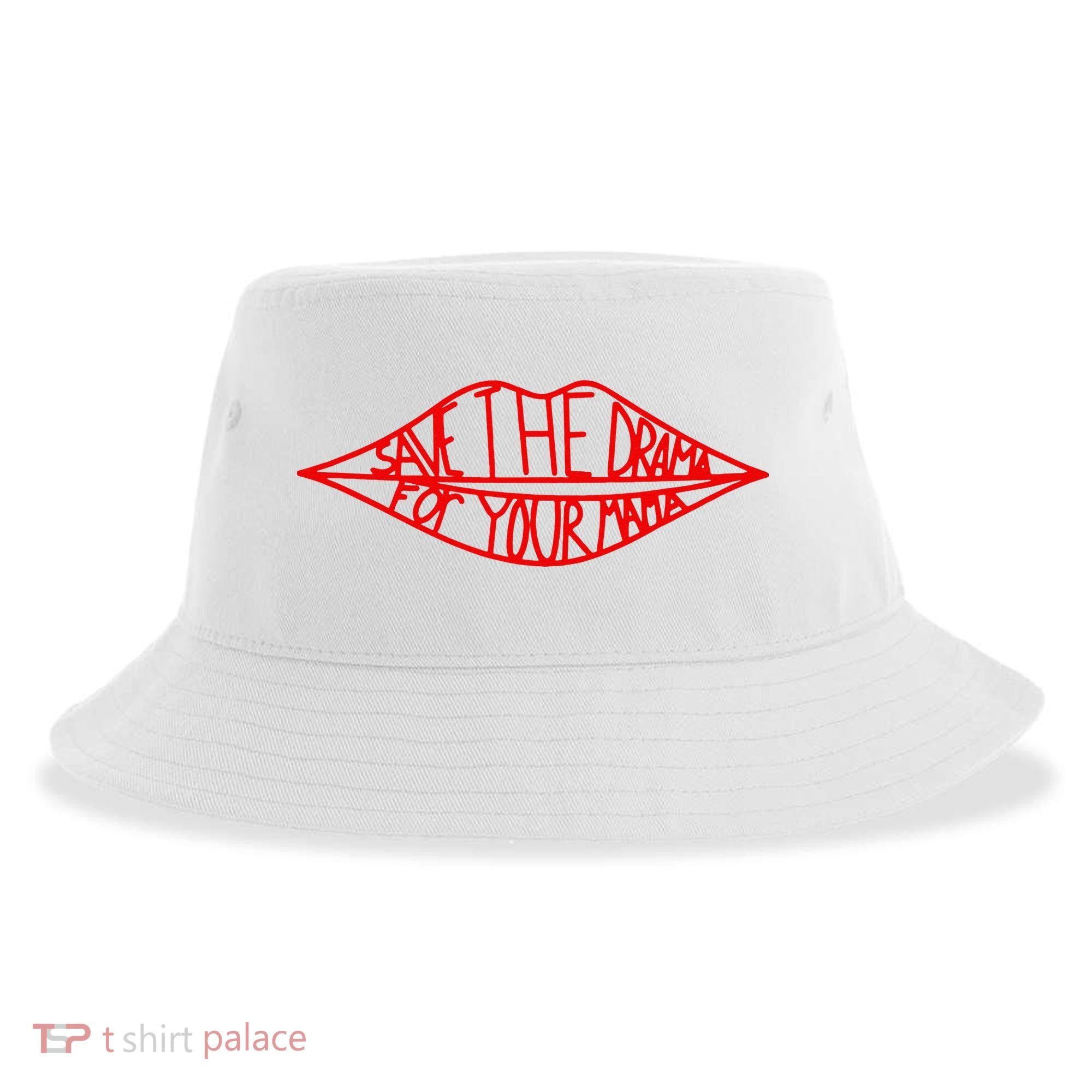 Save The Drama For Your Mama Lips Funny Sustainable Bucket Hat