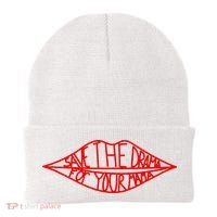 Save The Drama For Your Mama Lips Funny Beanie thumb 0