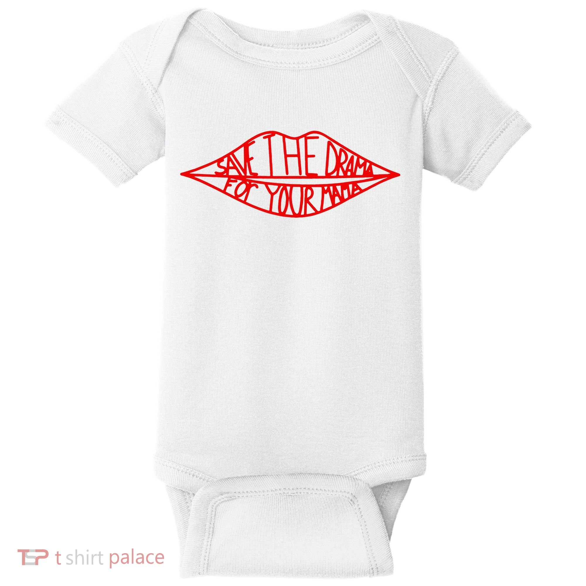 Save The Drama For Your Mama Lips Funny Baby Bodysuit