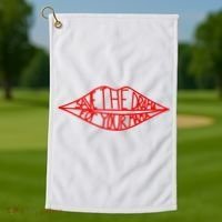 Save The Drama For Your Mama Lips Funny Golf Towel thumb 1