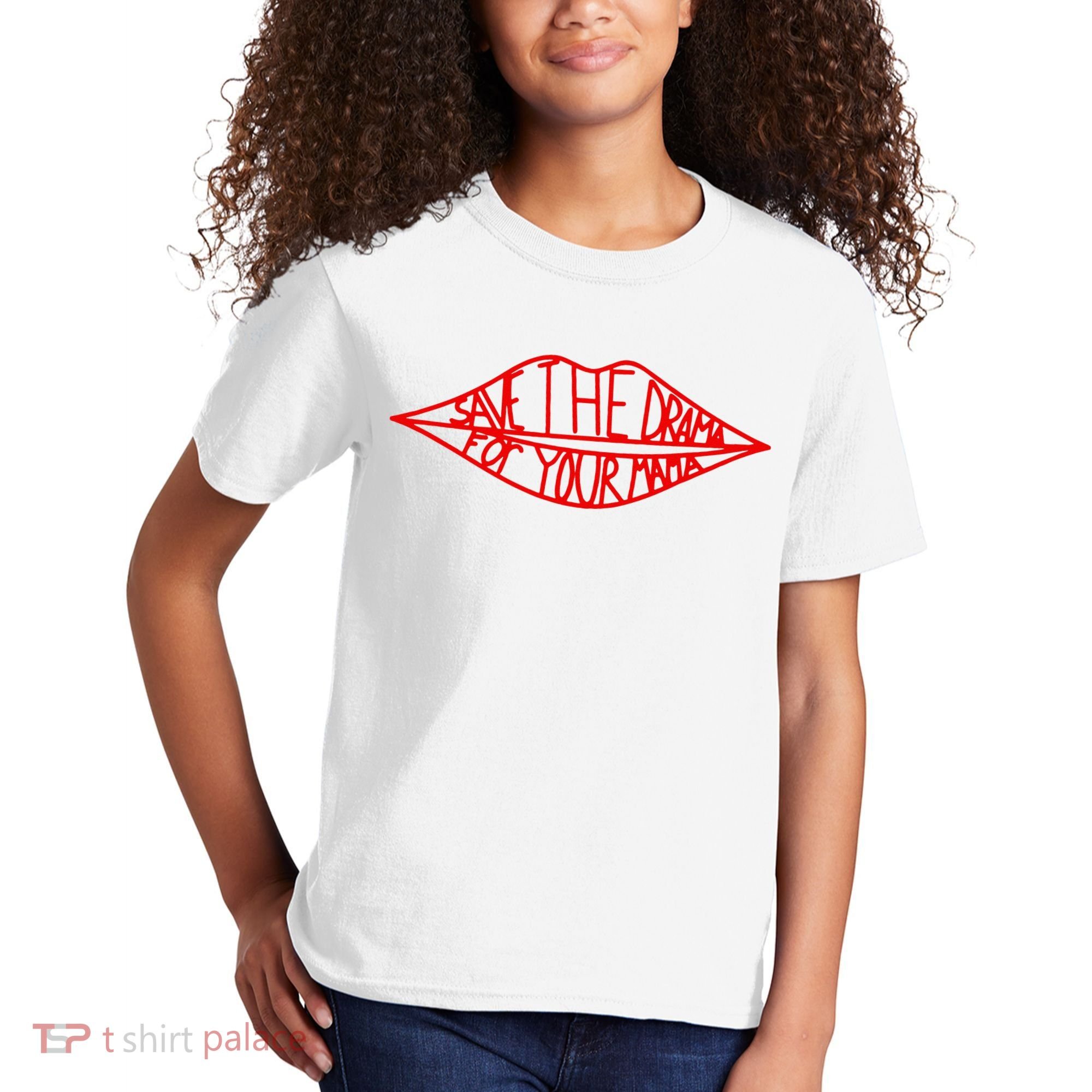 Save The Drama For Your Mama Lips Funny Kids T-Shirt