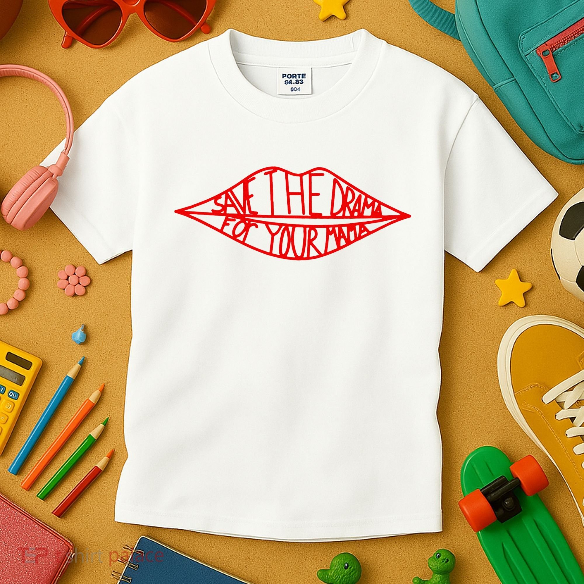 Save The Drama For Your Mama Lips Funny Kids T-Shirt