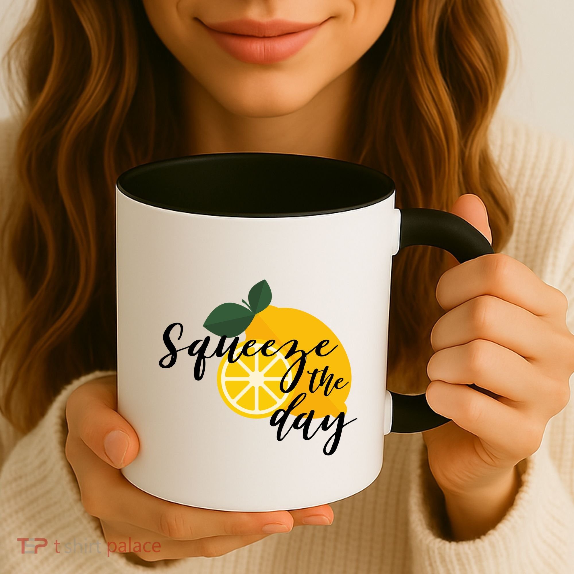Squeeze The Day Lemon Motivational Coffee Mug