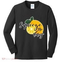 Squeeze The Day Lemon Motivational Kids Long Sleeve Shirt thumb 0