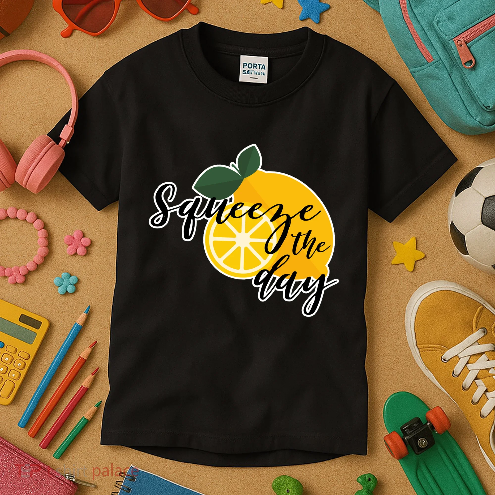 Squeeze The Day Lemon Motivational Kids T-Shirt