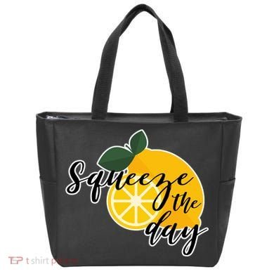 Squeeze The Day Lemon Motivational Tote Bag