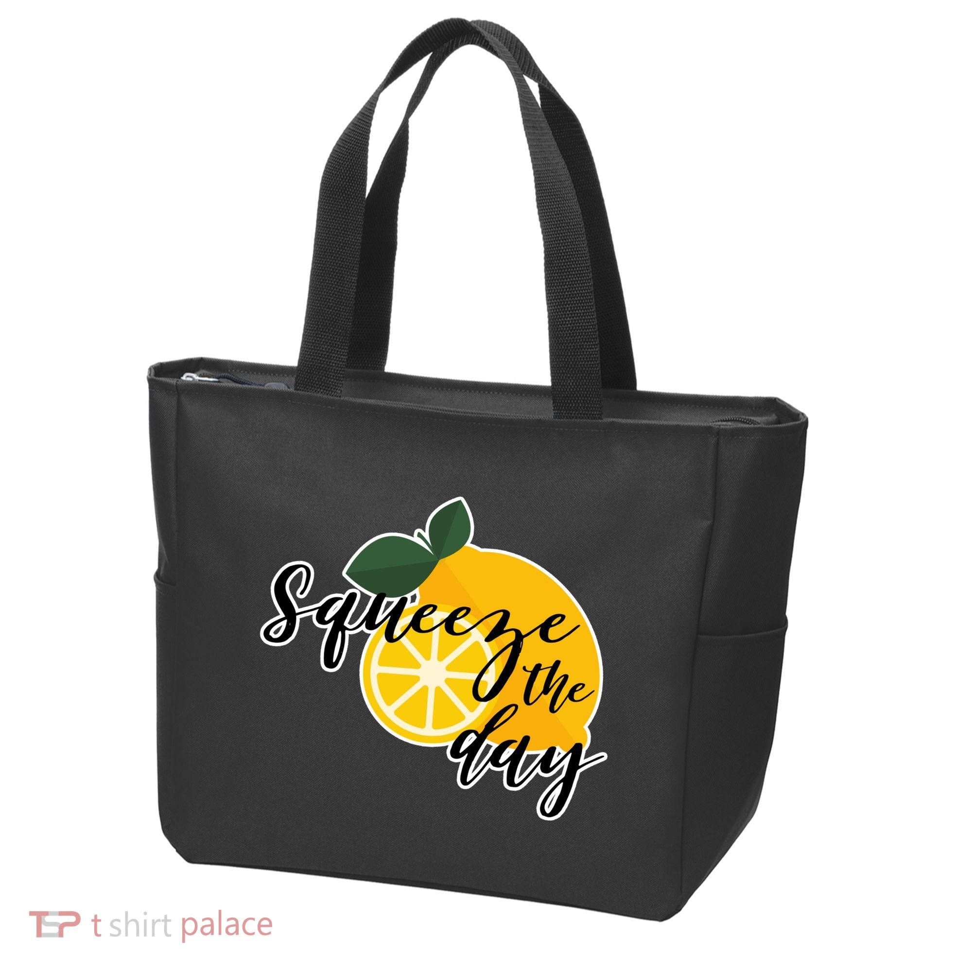 Squeeze The Day Lemon Motivational Tote Bag