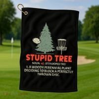 Stupid Tree Disc Golf For A King Golf Towel thumb 1