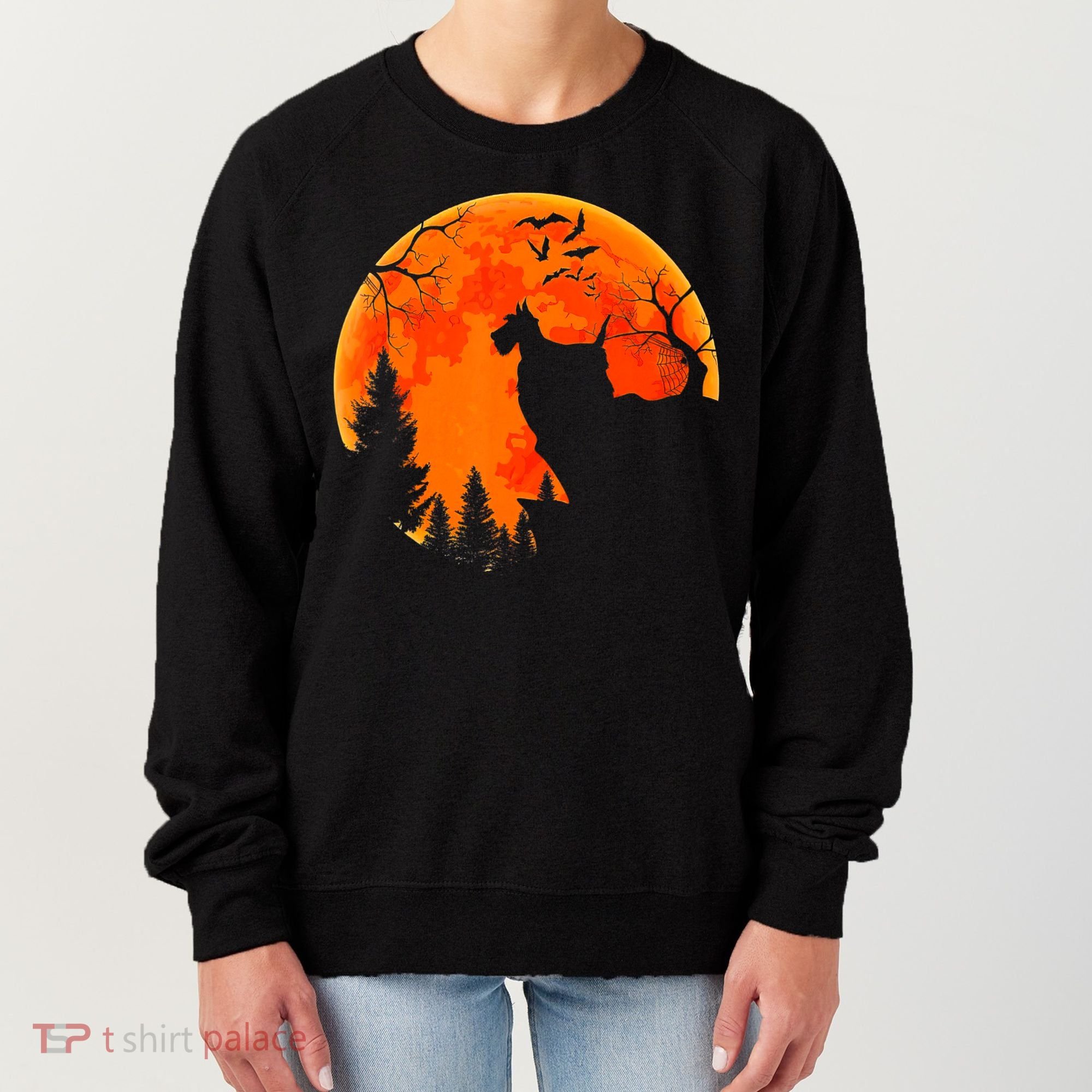 Scottish Terrier Dog And Moon Halloween Costume Dog Lover Women's Sweatshirt