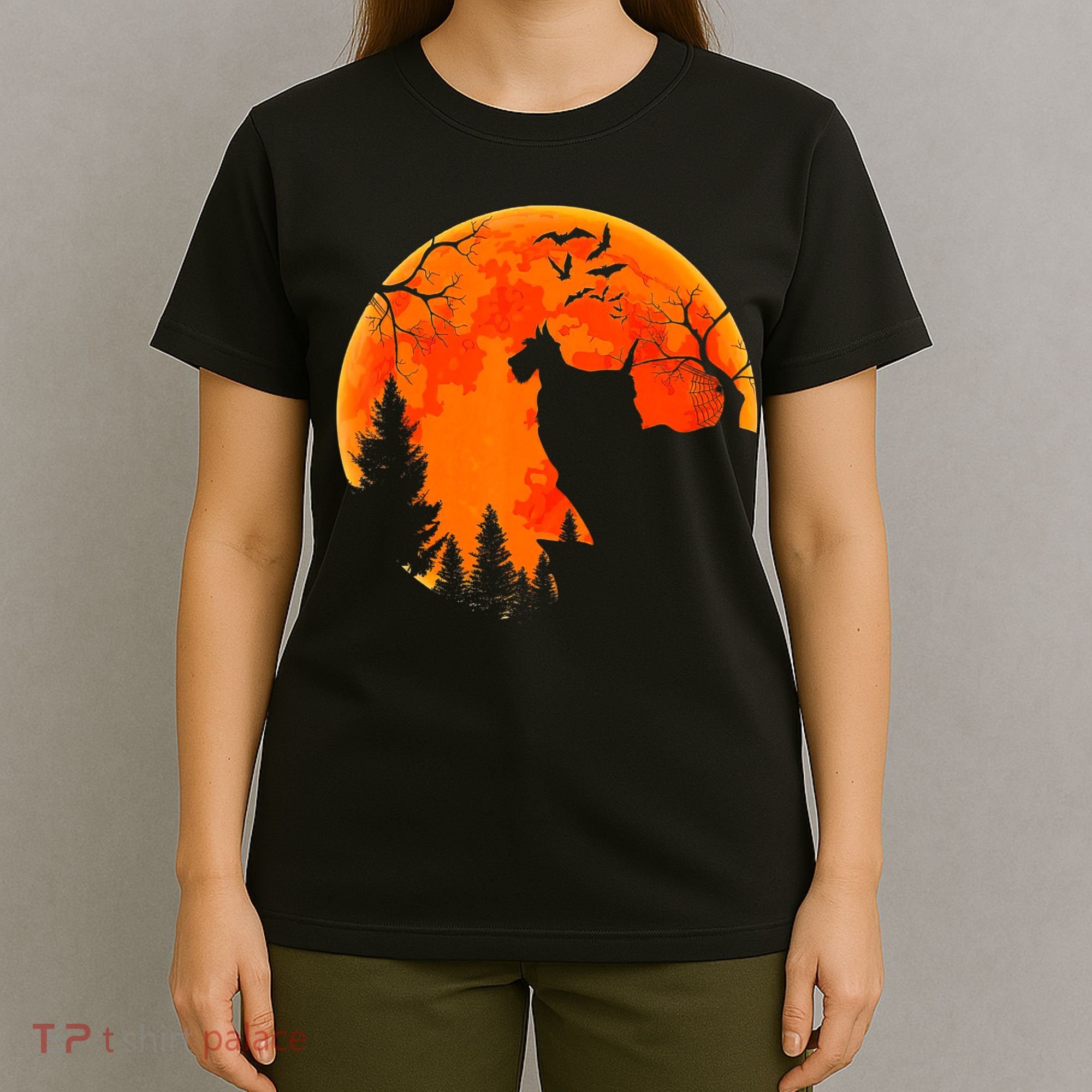 Scottish Terrier Dog And Moon Halloween Costume Dog Lover T-Shirt
