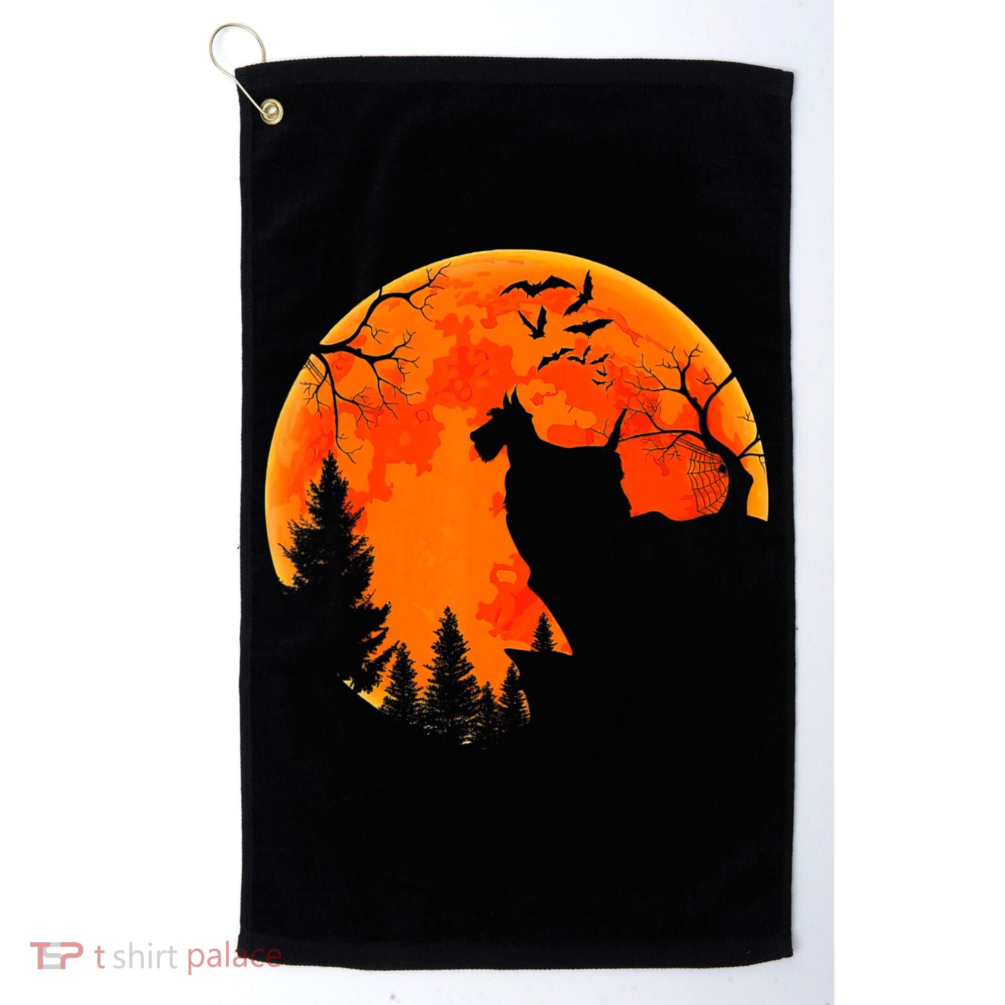 Scottish Terrier Dog And Moon Halloween Costume Dog Lover Golf Towel