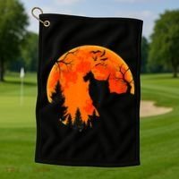 Scottish Terrier Dog And Moon Halloween Costume Dog Lover Golf Towel thumb 1